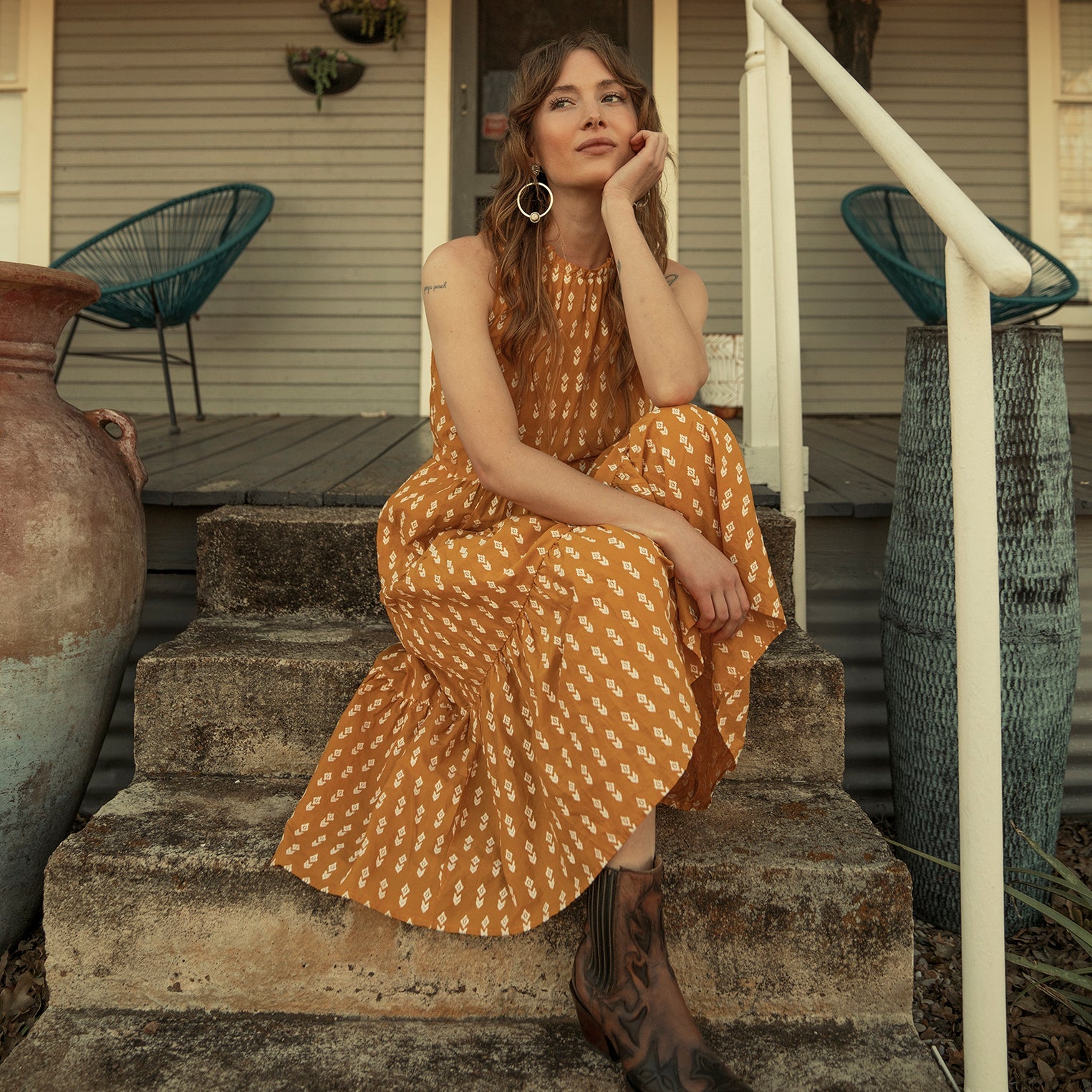 Aztec Dress Yellow
