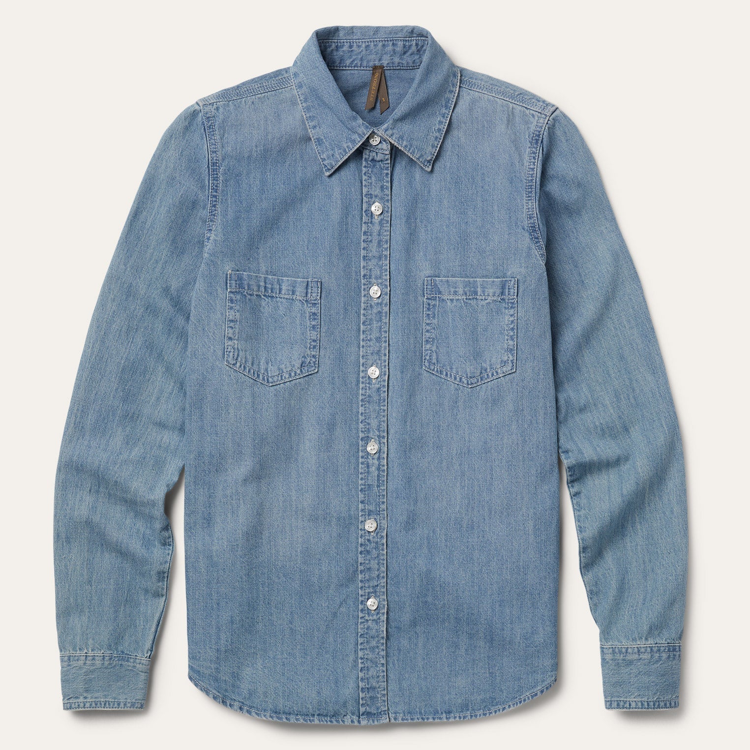 Long-Sleeved Denim Shirt Blue
