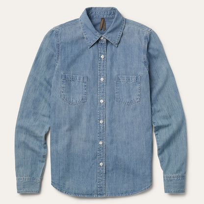 Long-Sleeved Denim Shirt Blue