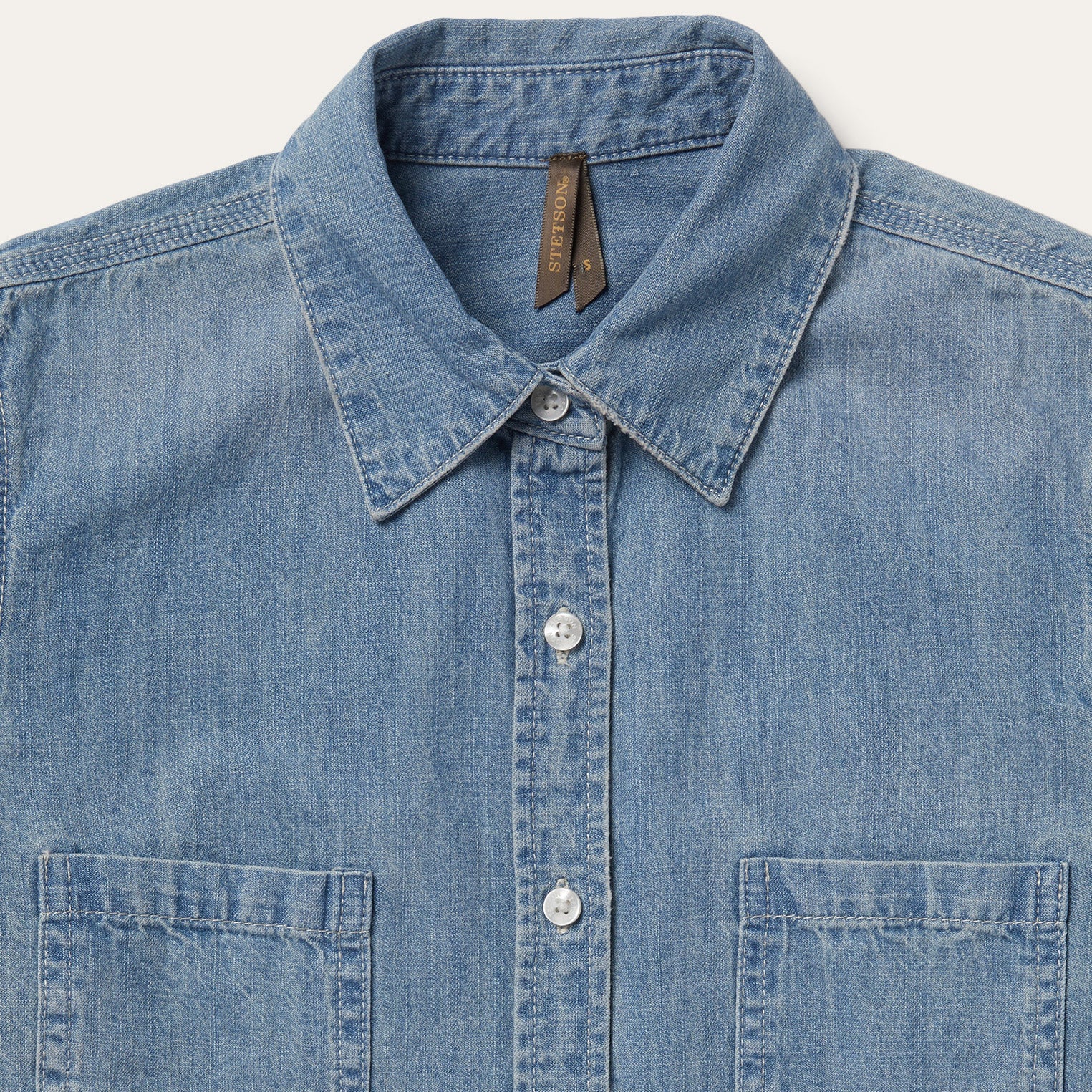 Long-Sleeved Denim Shirt Blue