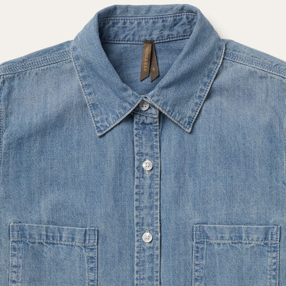 Long-Sleeved Denim Shirt Blue