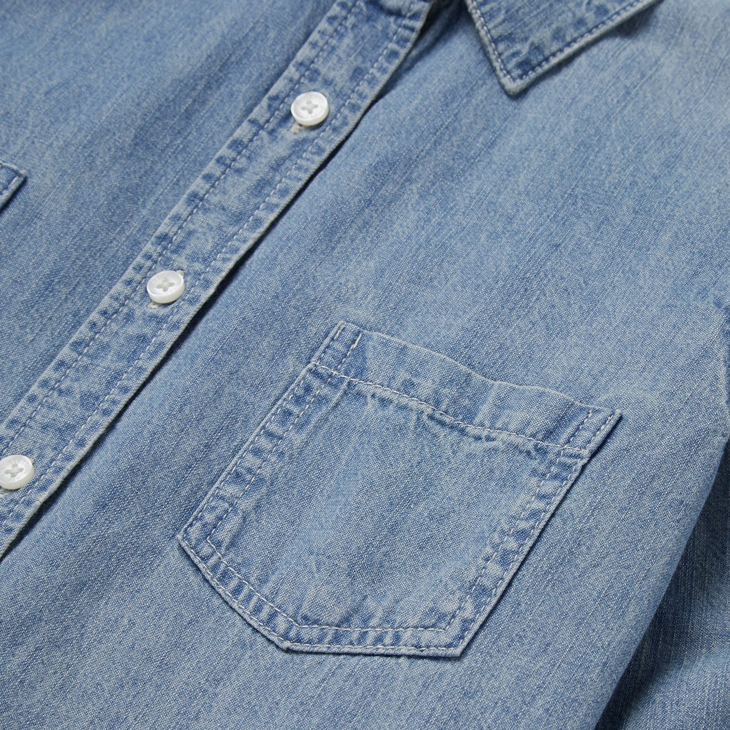 Long-Sleeved Denim Shirt Blue