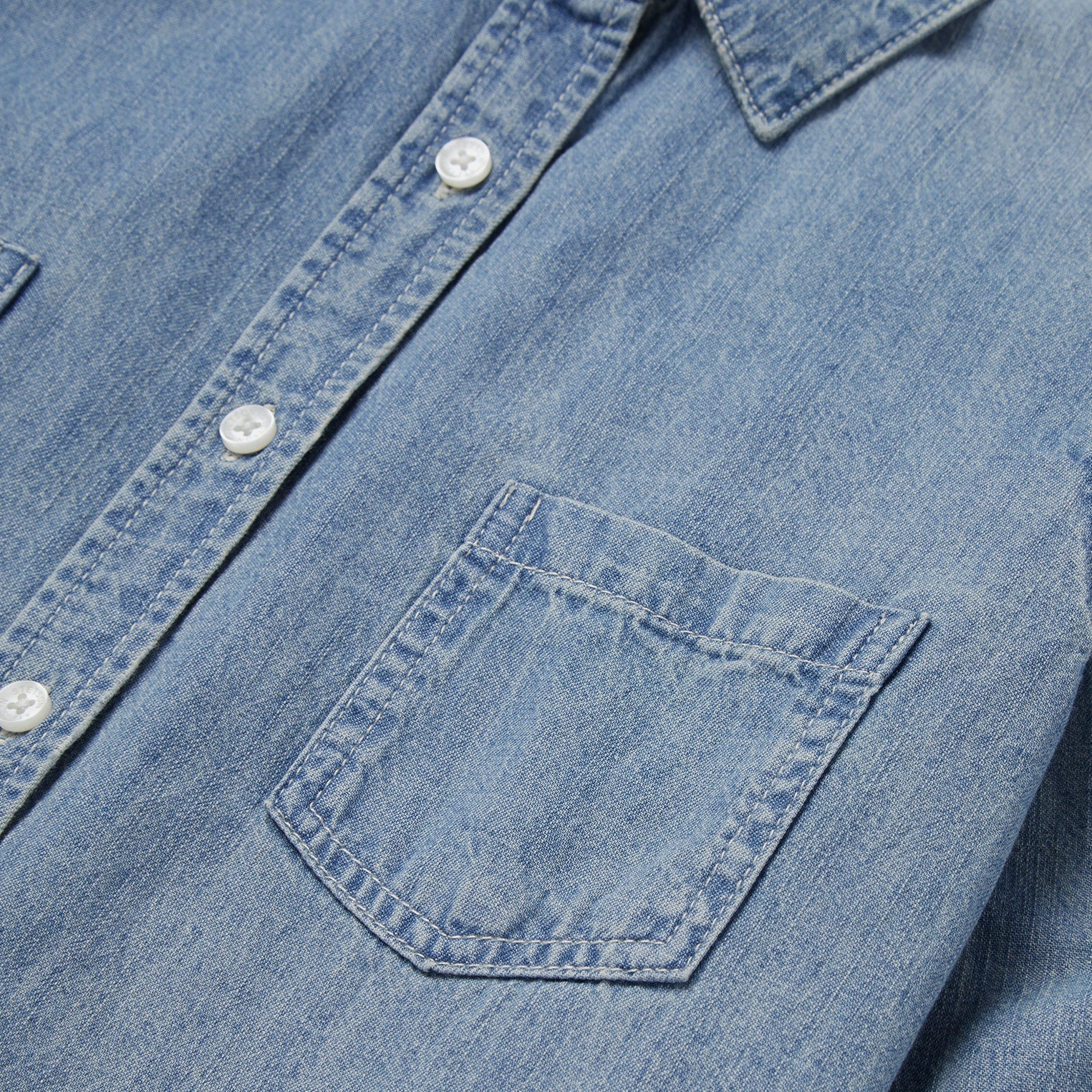 Long-Sleeved Denim Shirt Blue