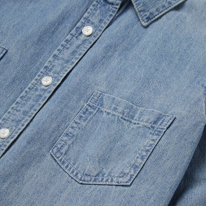 Long-Sleeved Denim Shirt Blue
