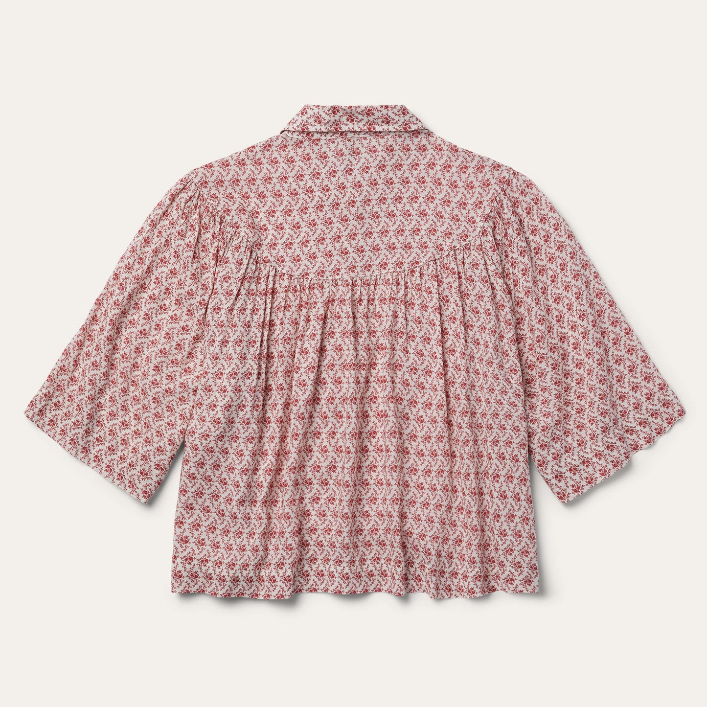 Short-Sleeved Cottage Floral Blouse Red