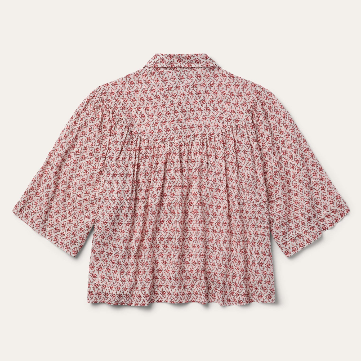 Short-Sleeved Cottage Floral Blouse Red