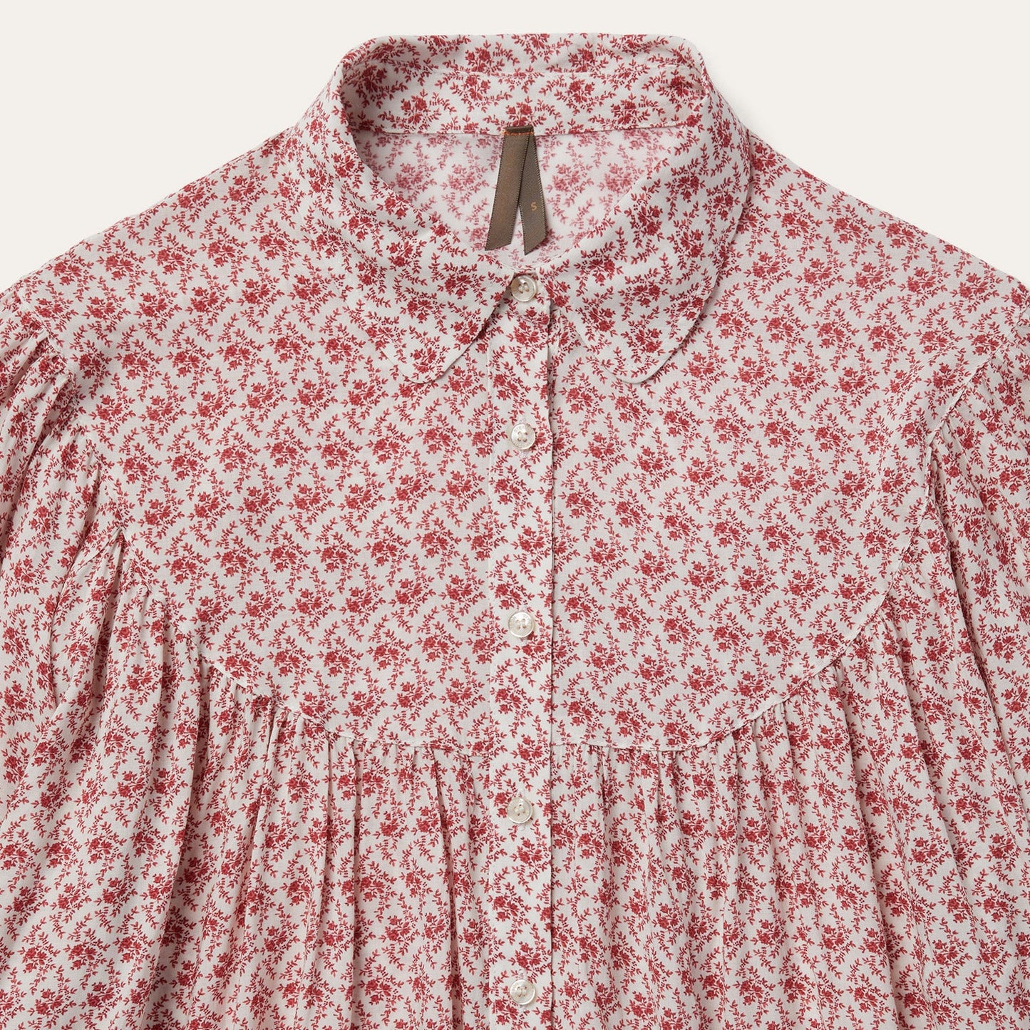 Short-Sleeved Cottage Floral Blouse Red