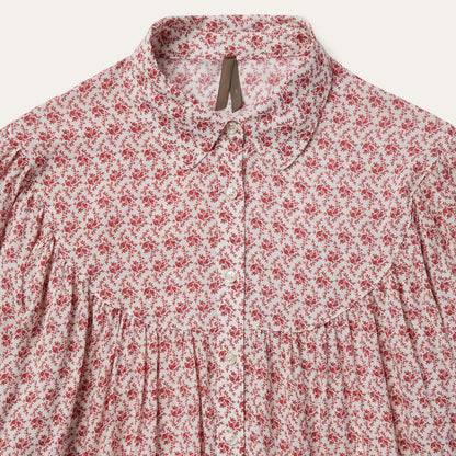 Short-Sleeved Cottage Floral Blouse Red