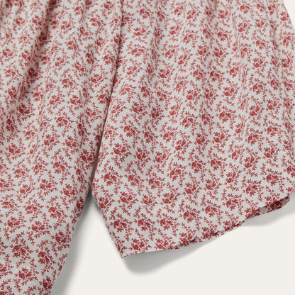 Short-Sleeved Cottage Floral Blouse Red
