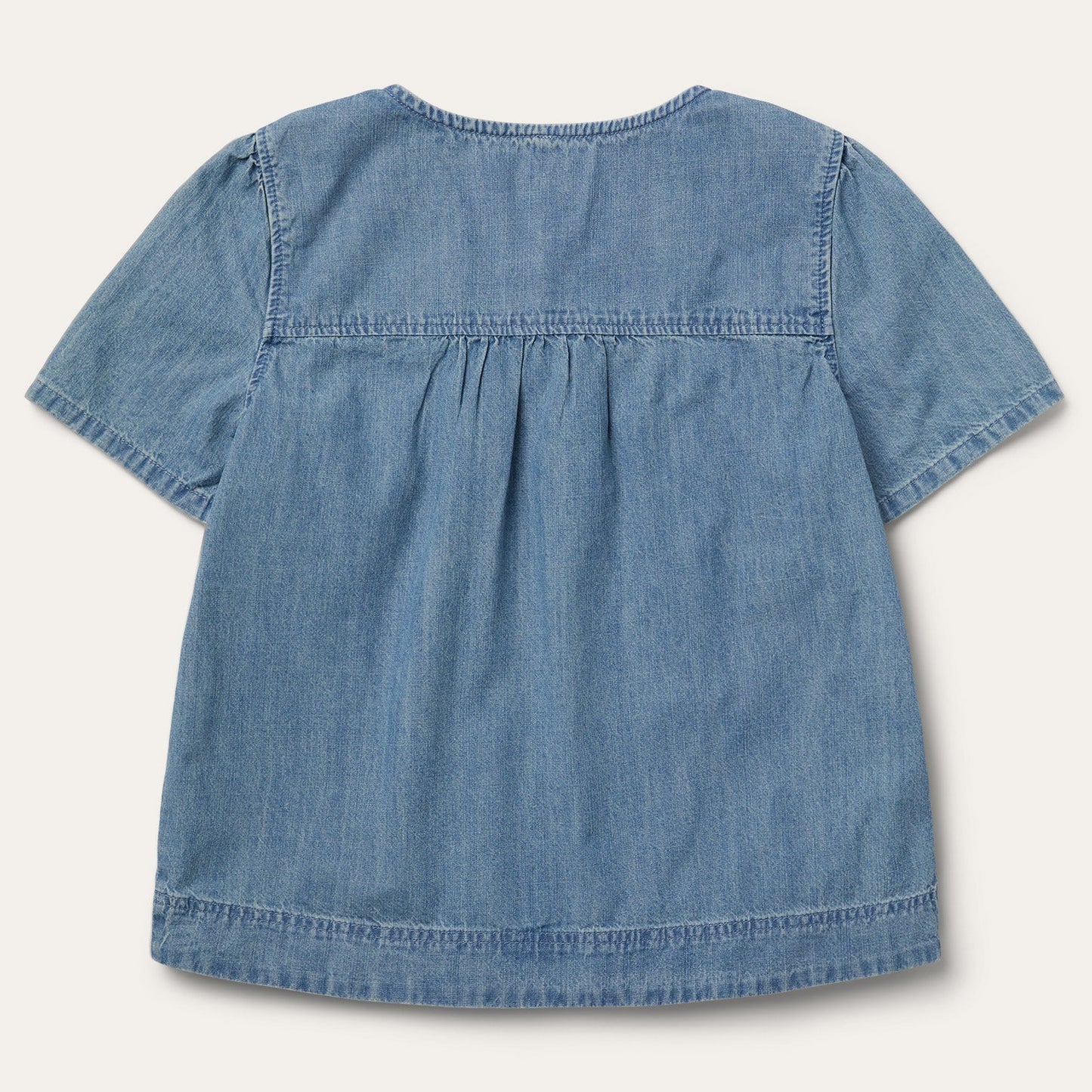 Short-Sleeved Denim Blouse Blue