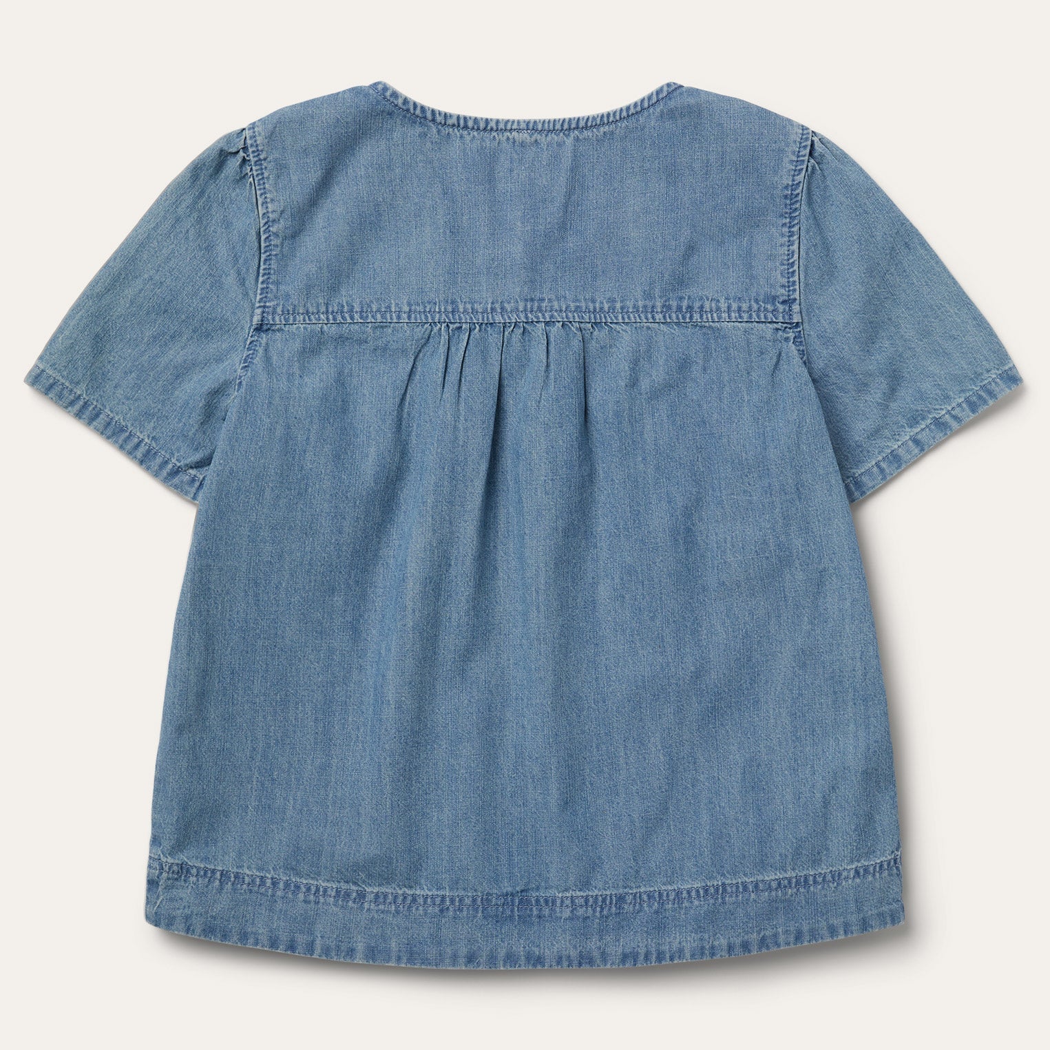 Short-Sleeved Denim Blouse Blue