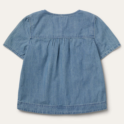 Short-Sleeved Denim Blouse Blue