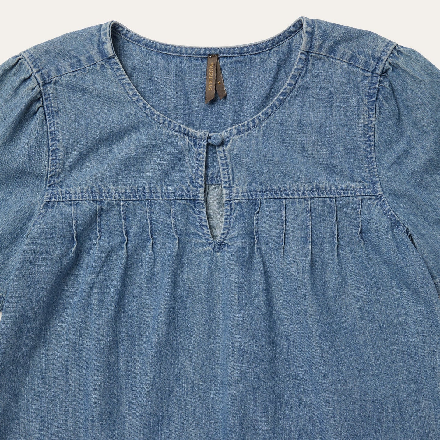 Short-Sleeved Denim Blouse Blue