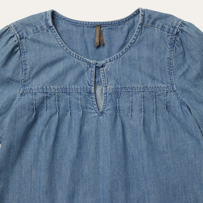 Short-Sleeved Denim Blouse Blue