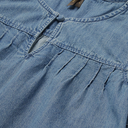 Short-Sleeved Denim Blouse Blue
