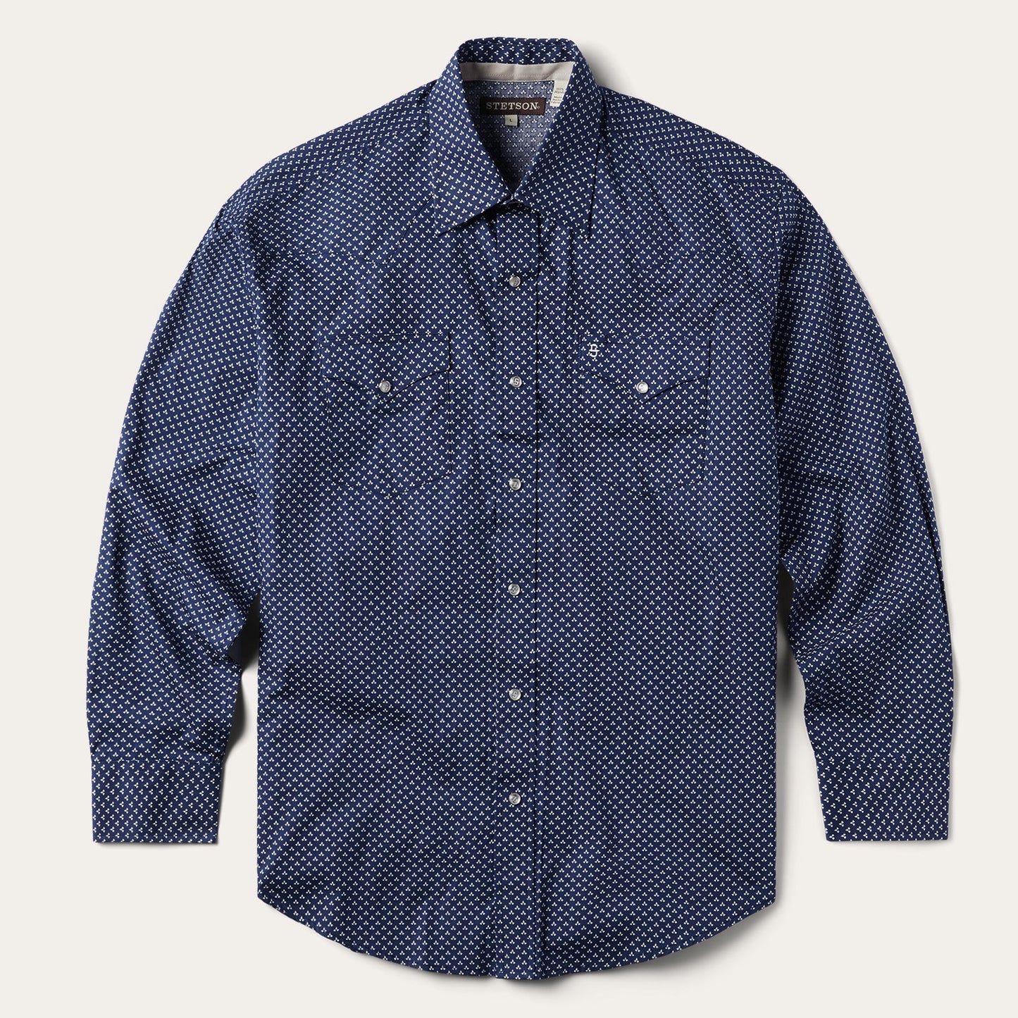 Blue Polaris Geo Print Western Shirt Blue