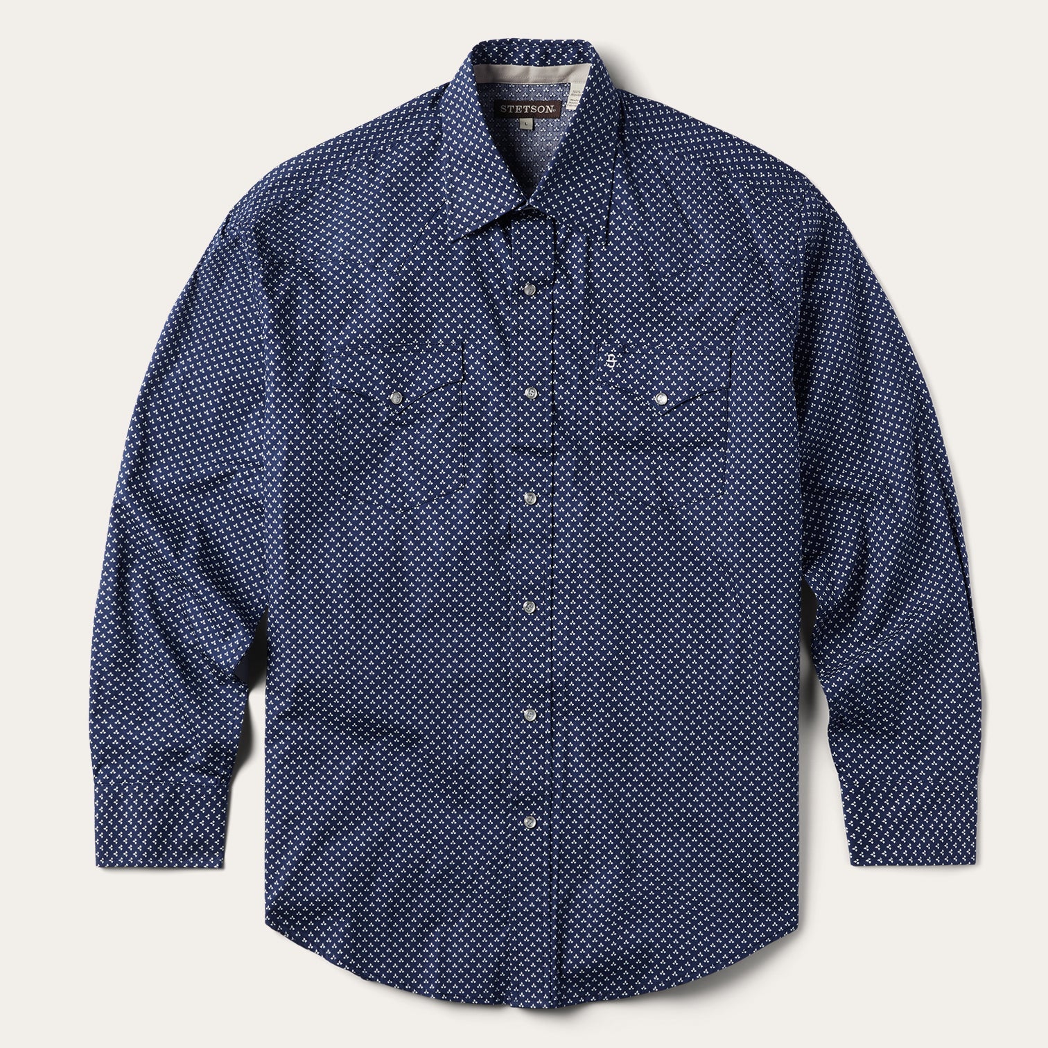Blue Polaris Geo Print Western Shirt Blue