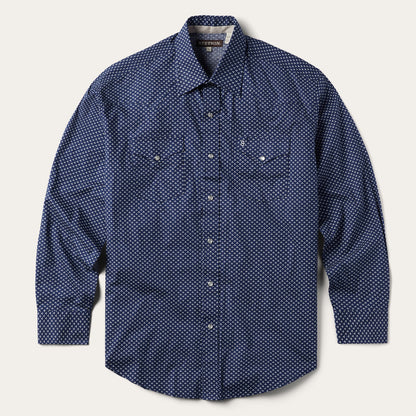 Blue Polaris Geo Print Western Shirt Blue