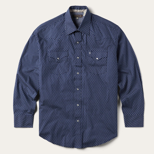 Blue Polaris Geo Print Western Shirt Blue