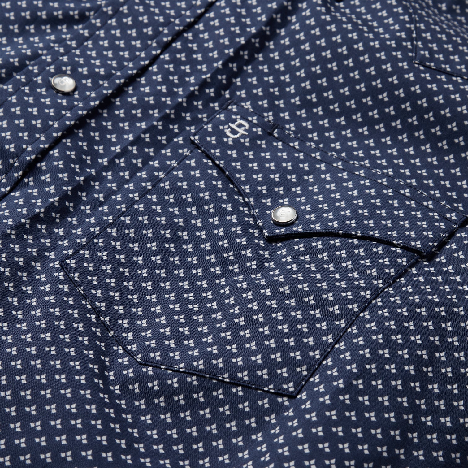 Blue Polaris Geo Print Western Shirt Blue