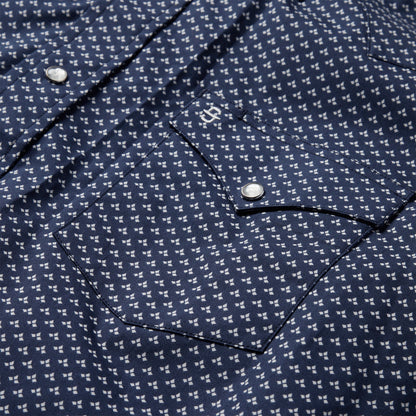 Blue Polaris Geo Print Western Shirt Blue