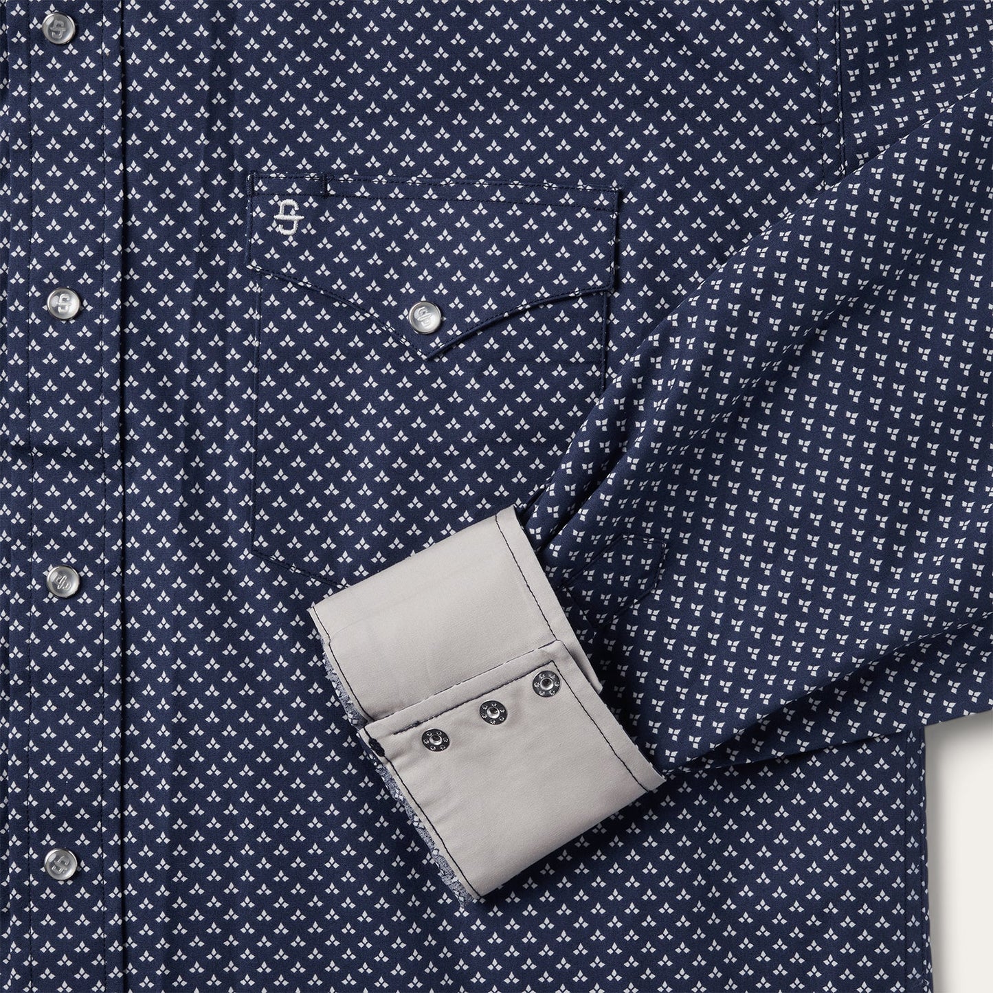 Blue Polaris Geo Print Western Shirt Blue