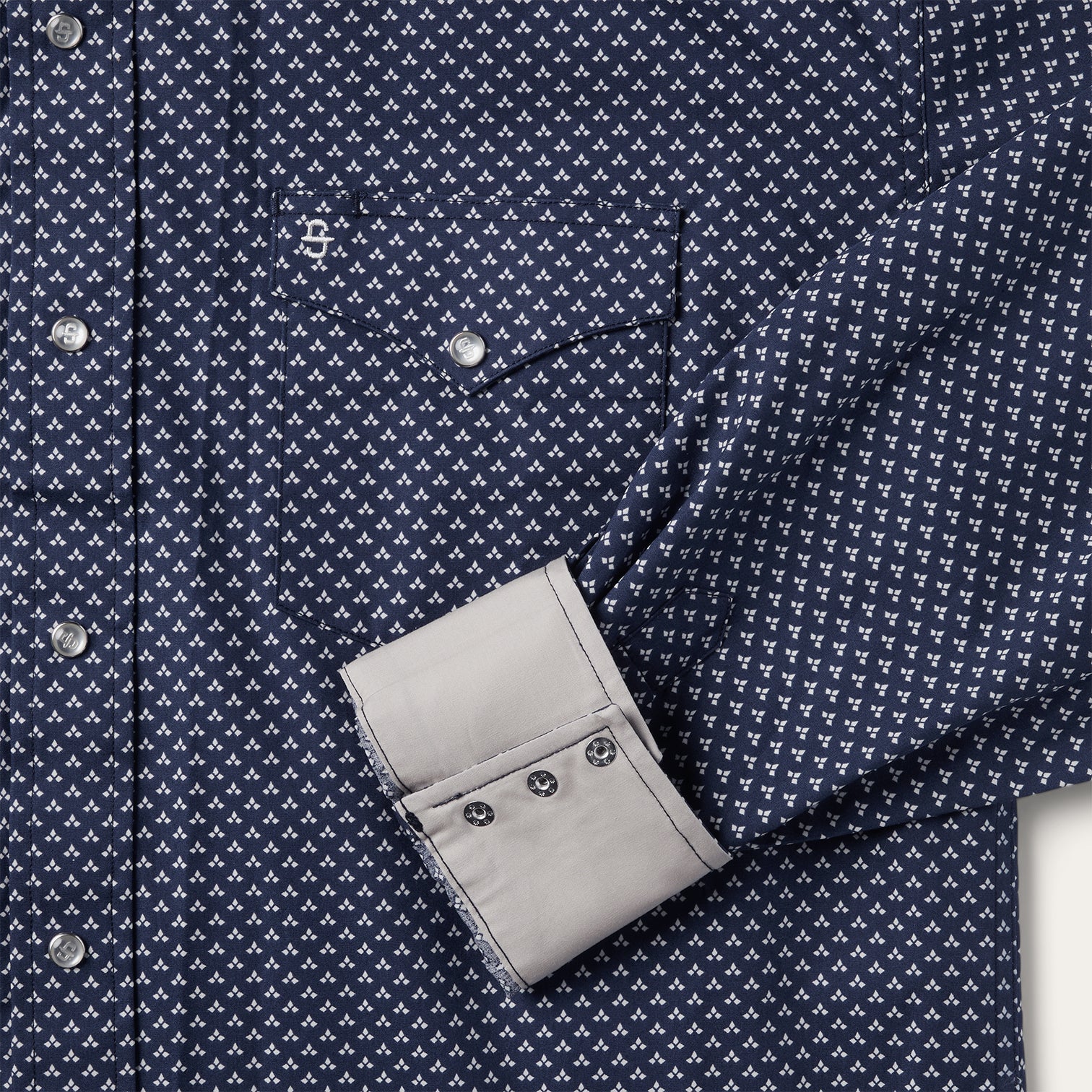 Blue Polaris Geo Print Western Shirt Blue