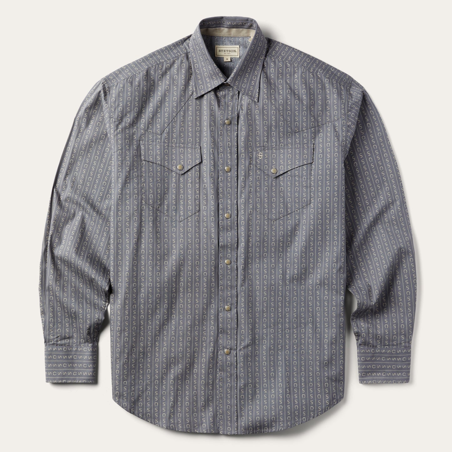 Horseshoe Stripe Print Shirt Grey