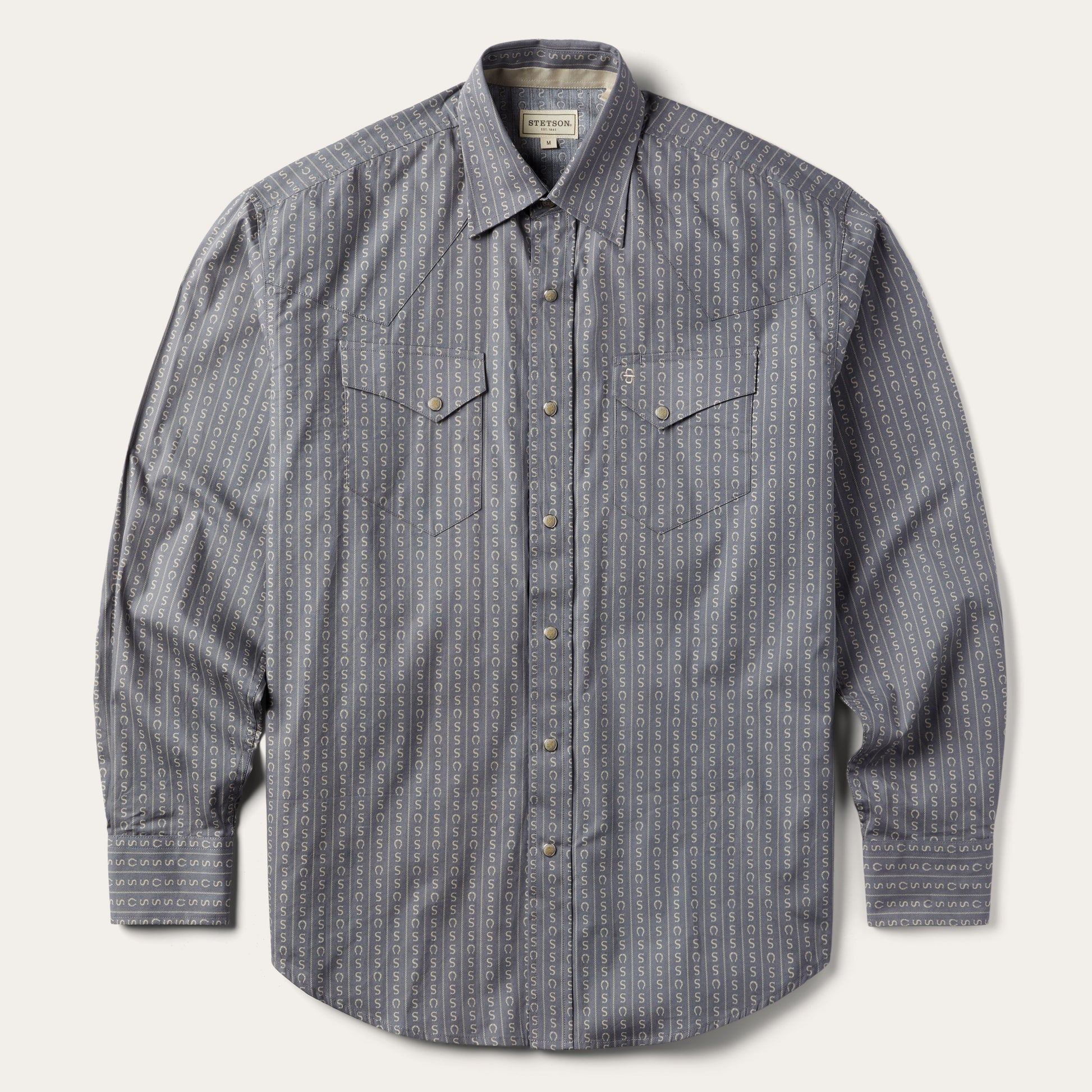Horseshoe Stripe Print Shirt Grey