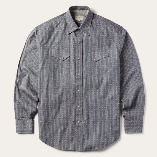 Horseshoe Stripe Print Shirt Grey