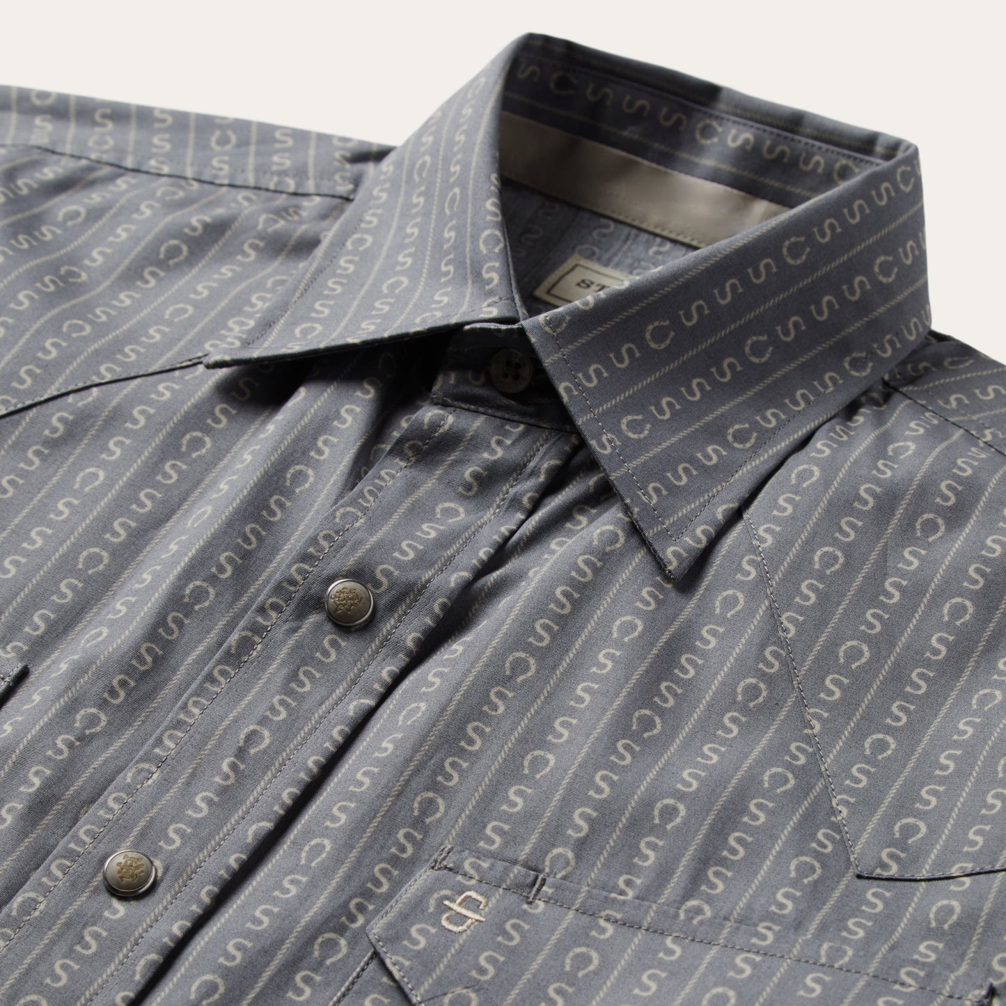 Horseshoe Stripe Print Shirt Grey