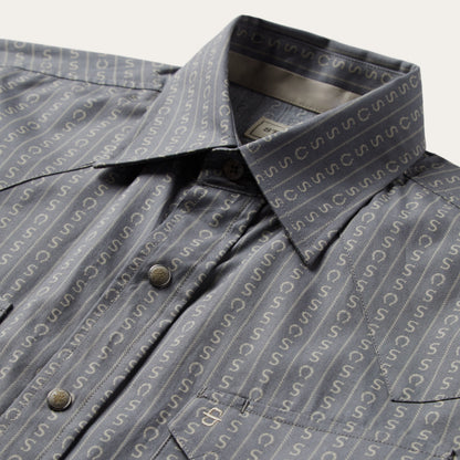 Horseshoe Stripe Print Shirt Grey