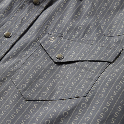 Horseshoe Stripe Print Shirt Grey