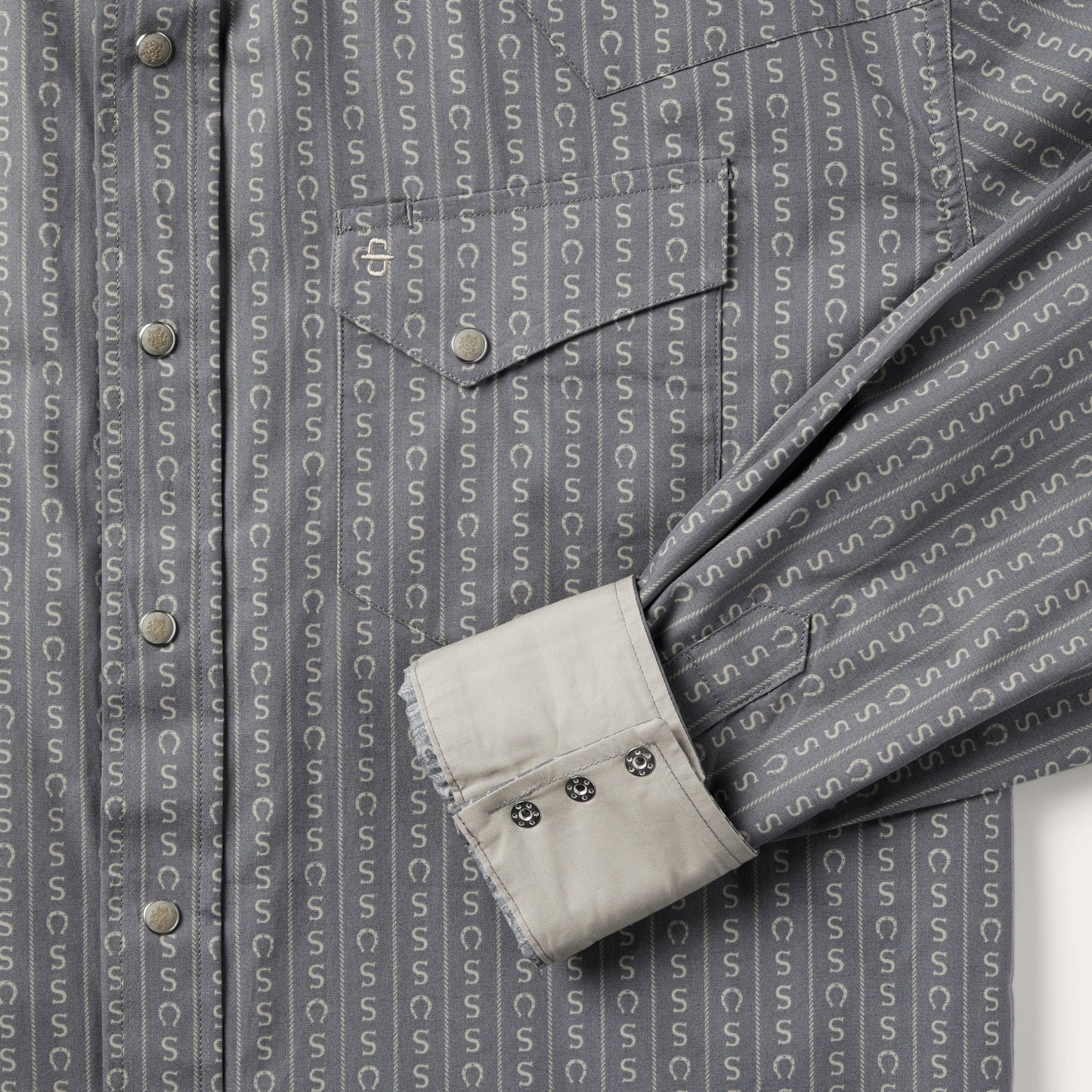 Horseshoe Stripe Print Shirt Grey