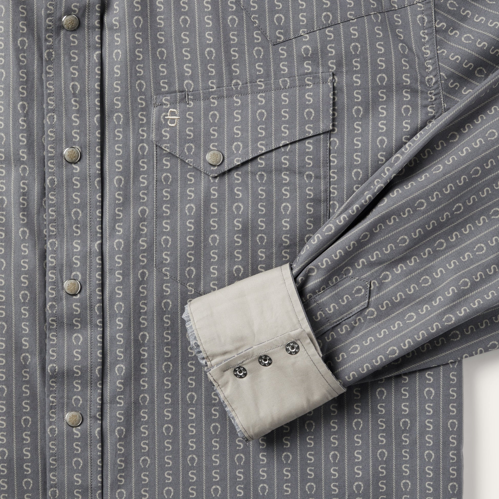 Horseshoe Stripe Print Shirt Grey
