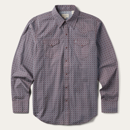 Chevron Grid Shirt Brown