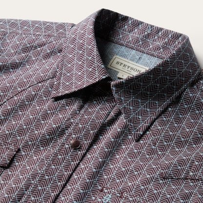 Chevron Grid Shirt Brown