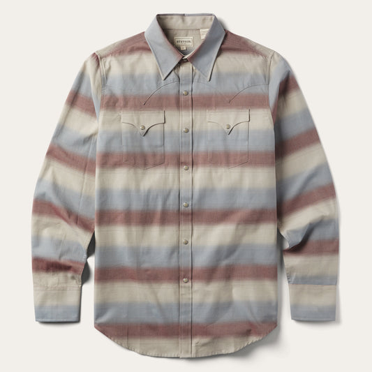 Ombre Stripe Twill Shirt Wine