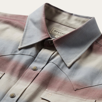 Ombre Stripe Twill Shirt Wine