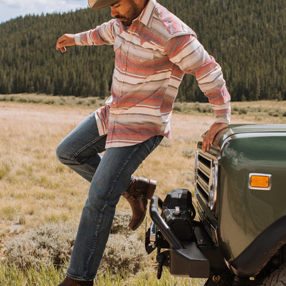 Brushed Twill Striped Shirt Red