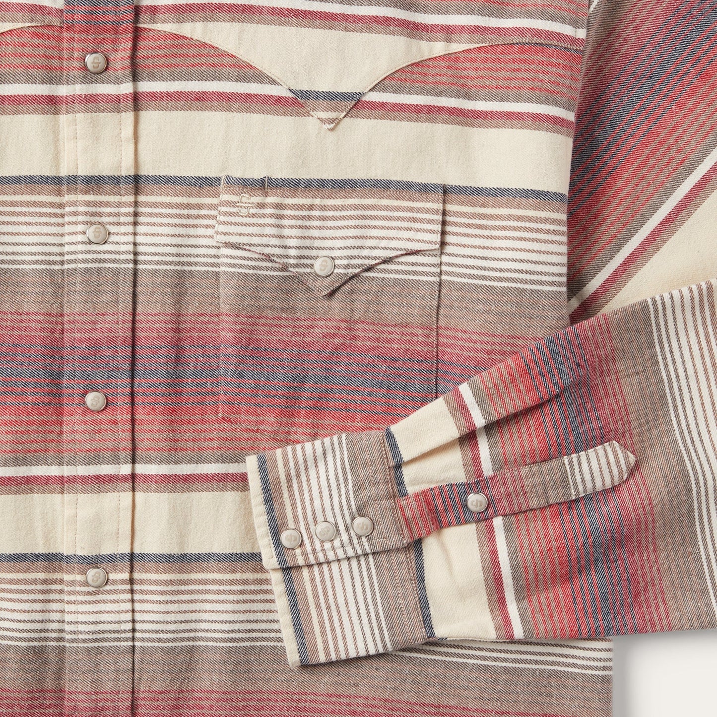 Brushed Twill Striped Shirt Red