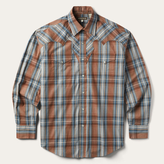 Rustic Plaid Western Shirt Brown