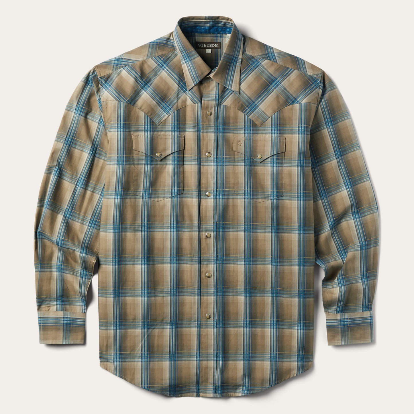 Khaki Ombre Plaid Shirt Brown