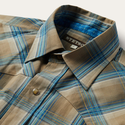 Khaki Ombre Plaid Shirt Brown