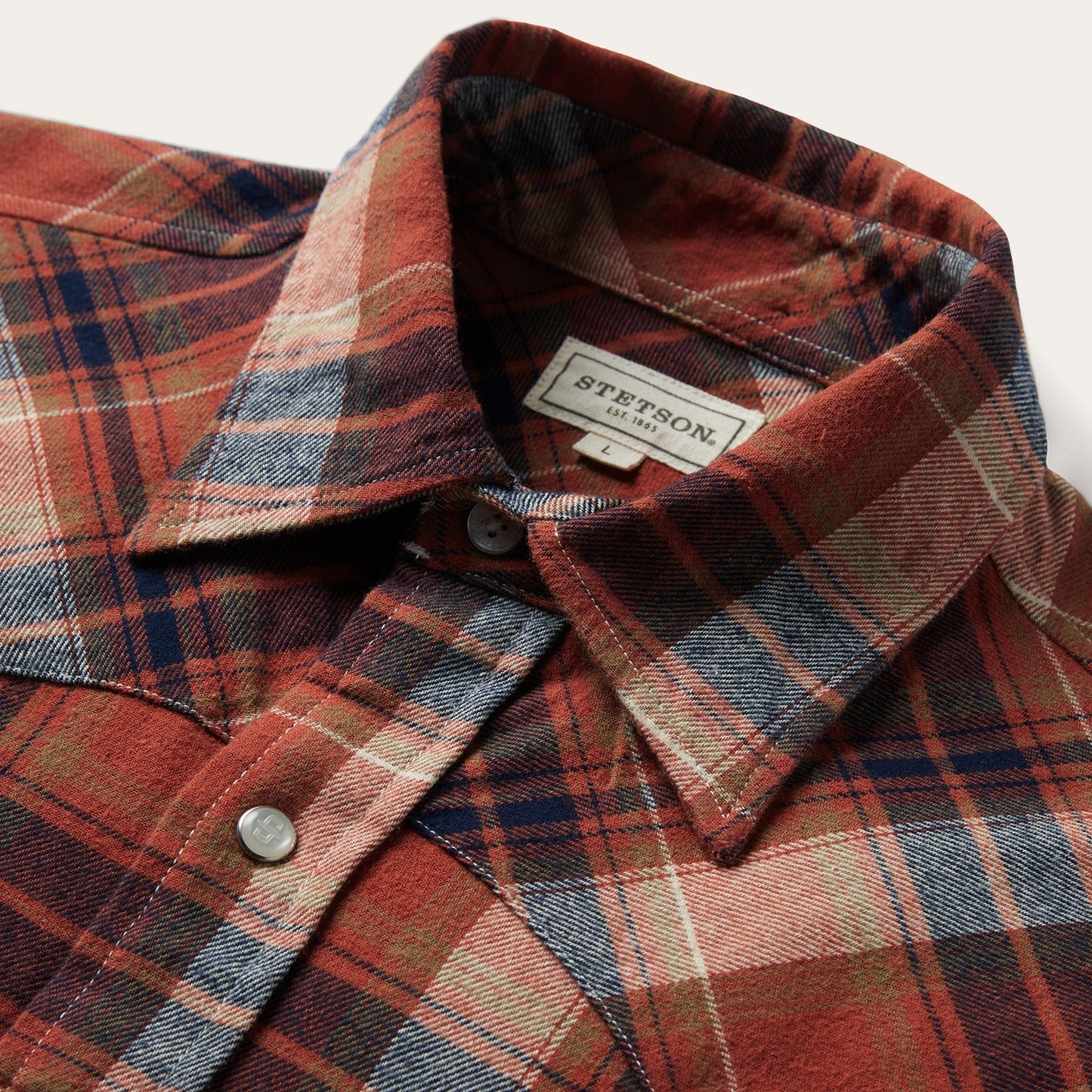 Brushed Twill Plaid Shirt Orange