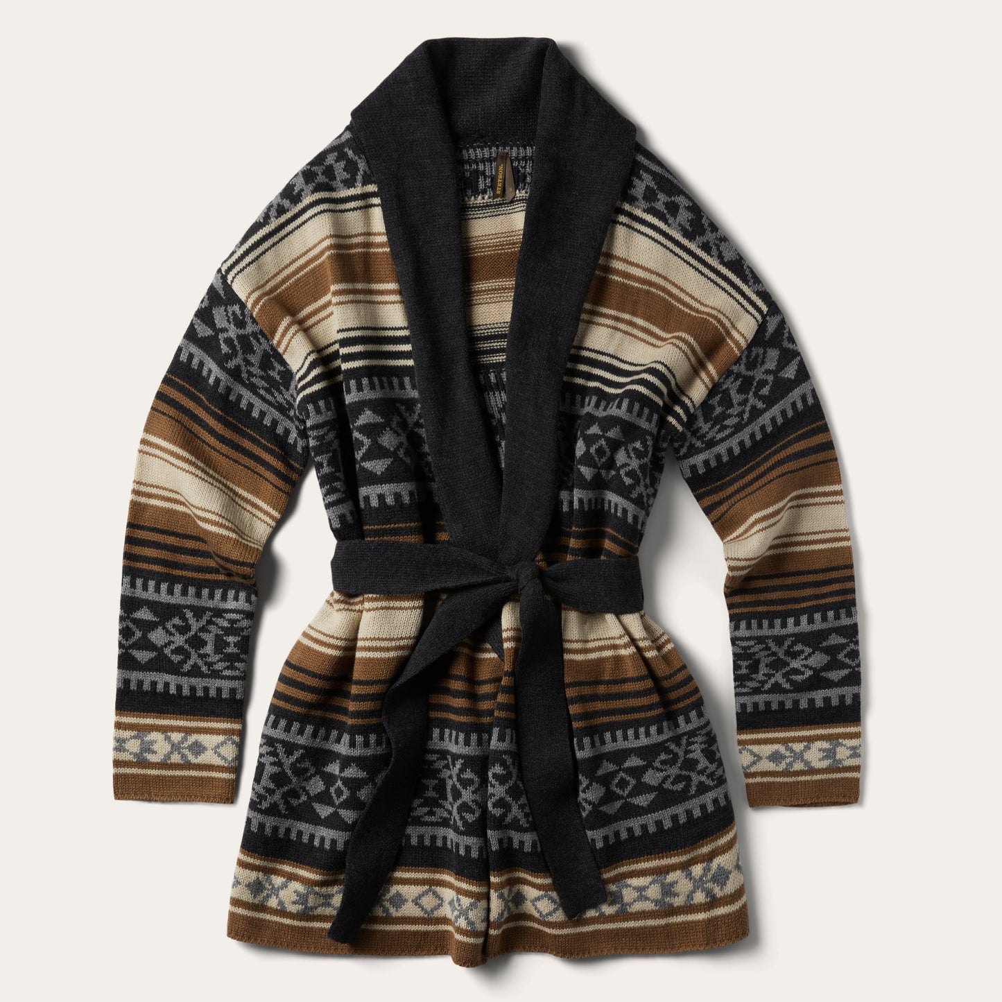 Brown Serape Belted Cardigan Brown