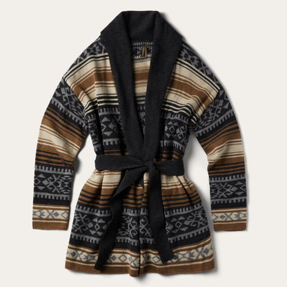 Brown Serape Belted Cardigan Brown