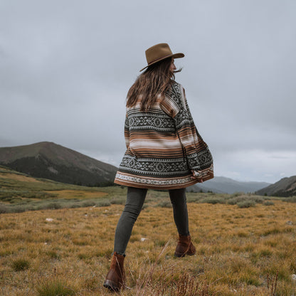 Brown Serape Belted Cardigan Brown