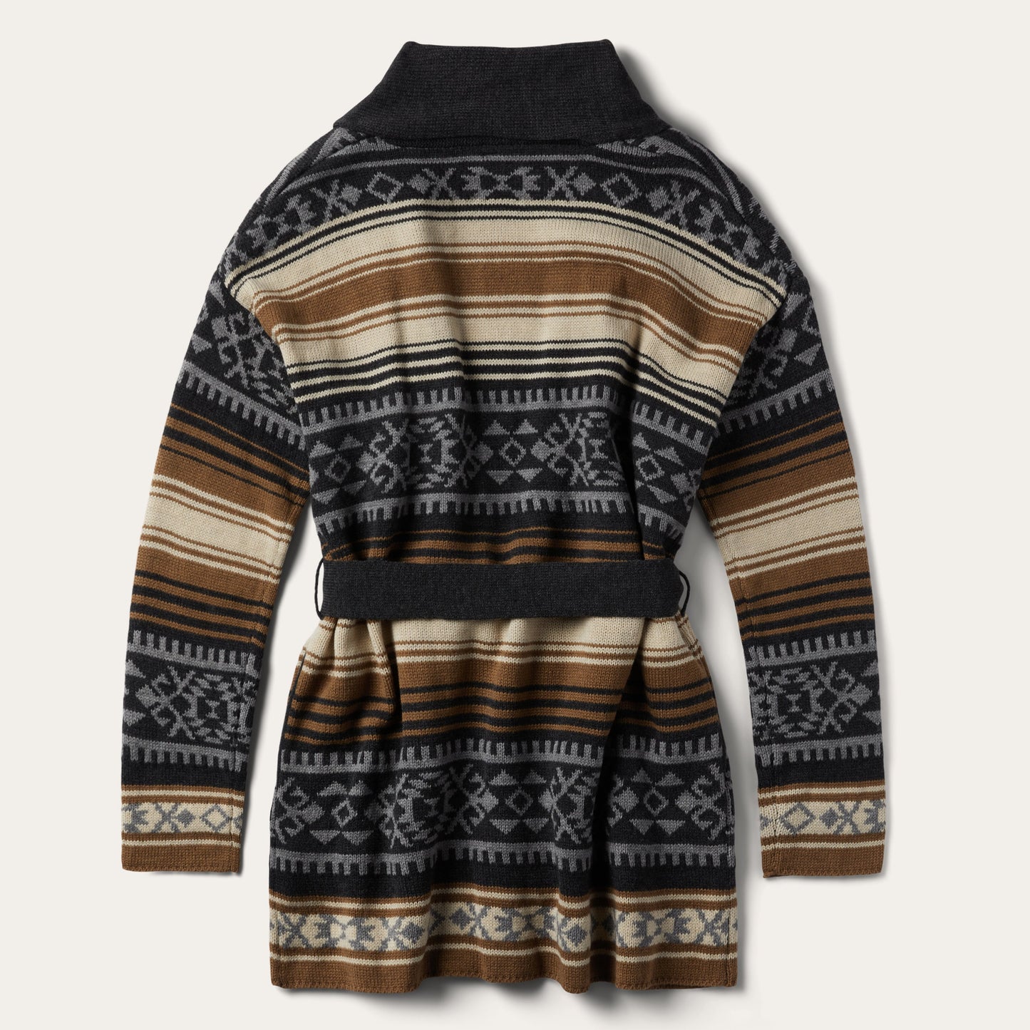 Brown Serape Belted Cardigan Brown