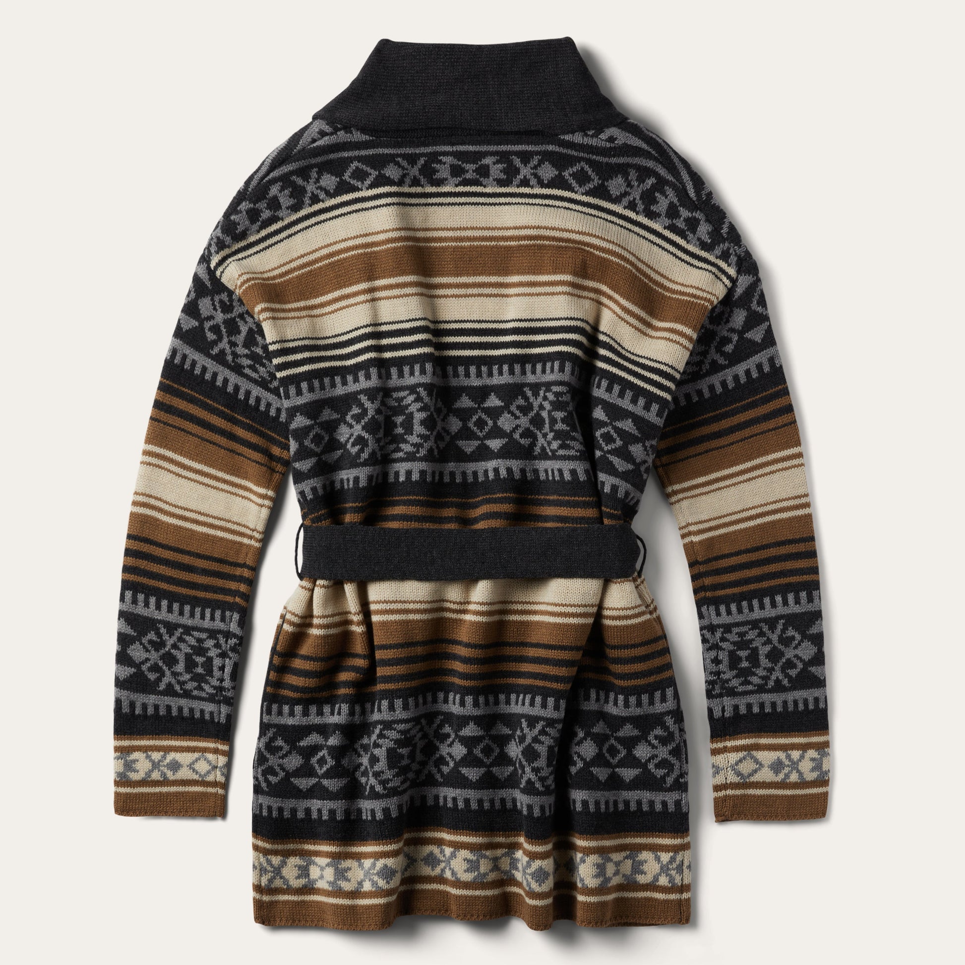 Brown Serape Belted Cardigan Brown
